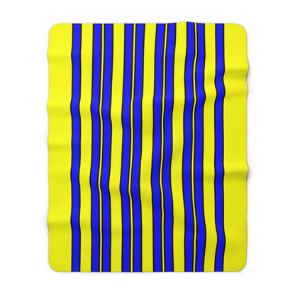 Yellow, Blue Retro Stripes Blanket Throw
