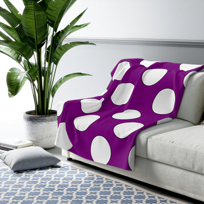 Purple, White Retro Polka Dots Blanket Throw