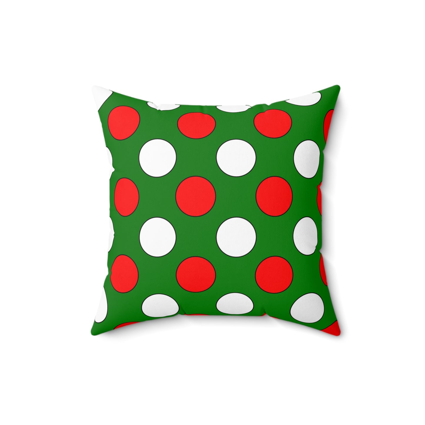 Green, White, Red Retro Polka Dots Cushion Pillow