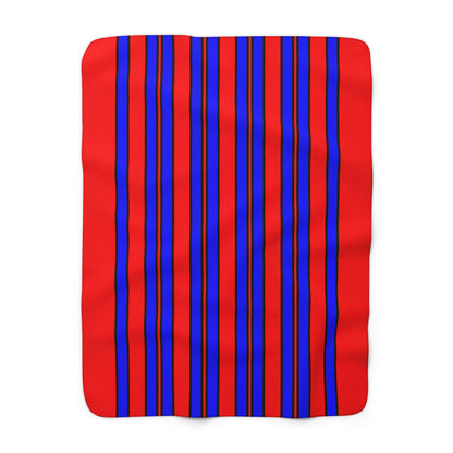 Red, Blue Retro Stripes Blanket Throw