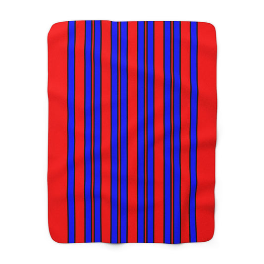 Red, Blue Retro Stripes Blanket Throw