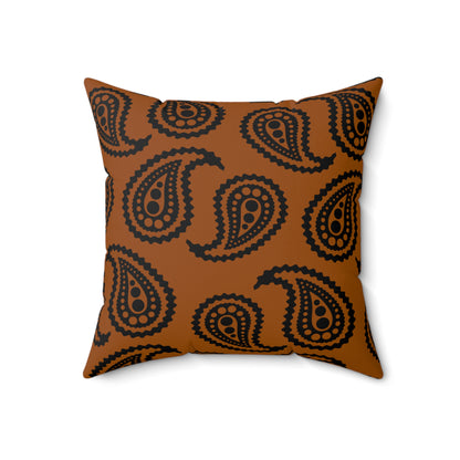Brown, Black Retro Paisley Cushion Pillow
