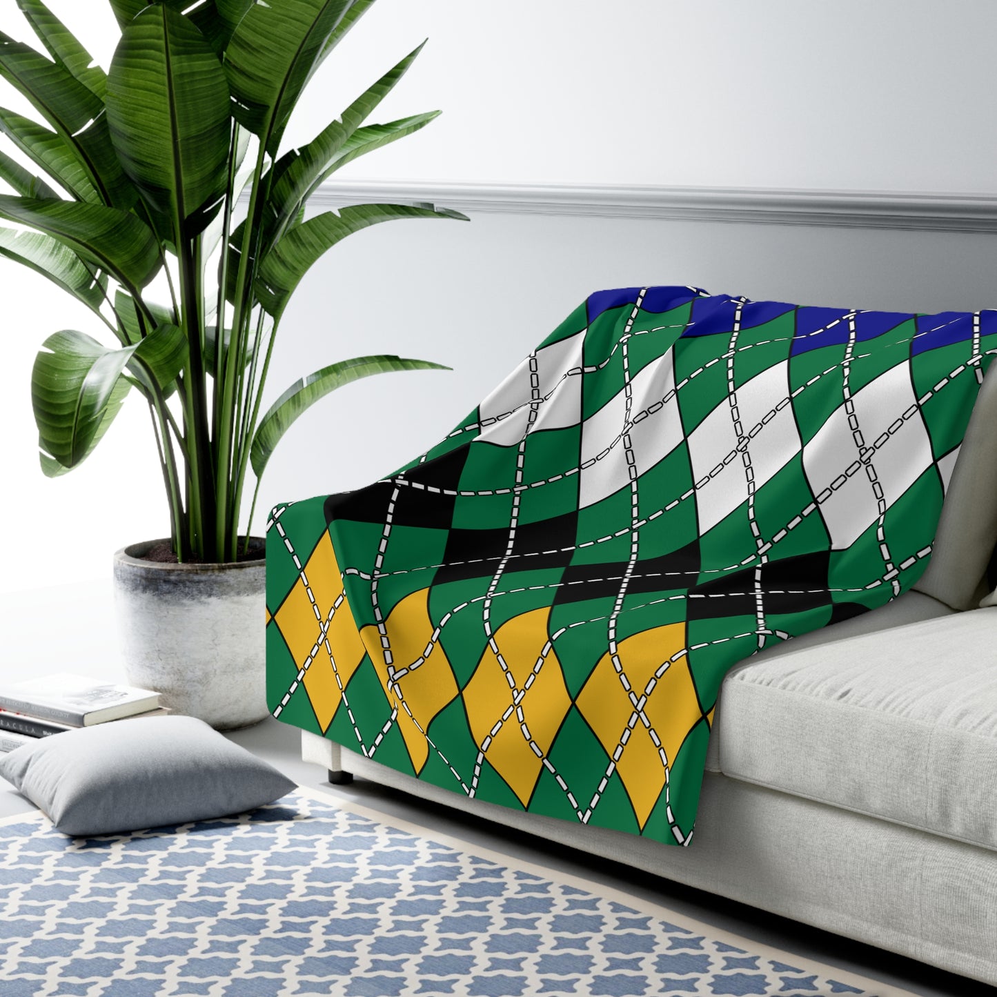 South Africa Retro Argyle Blanket Throw