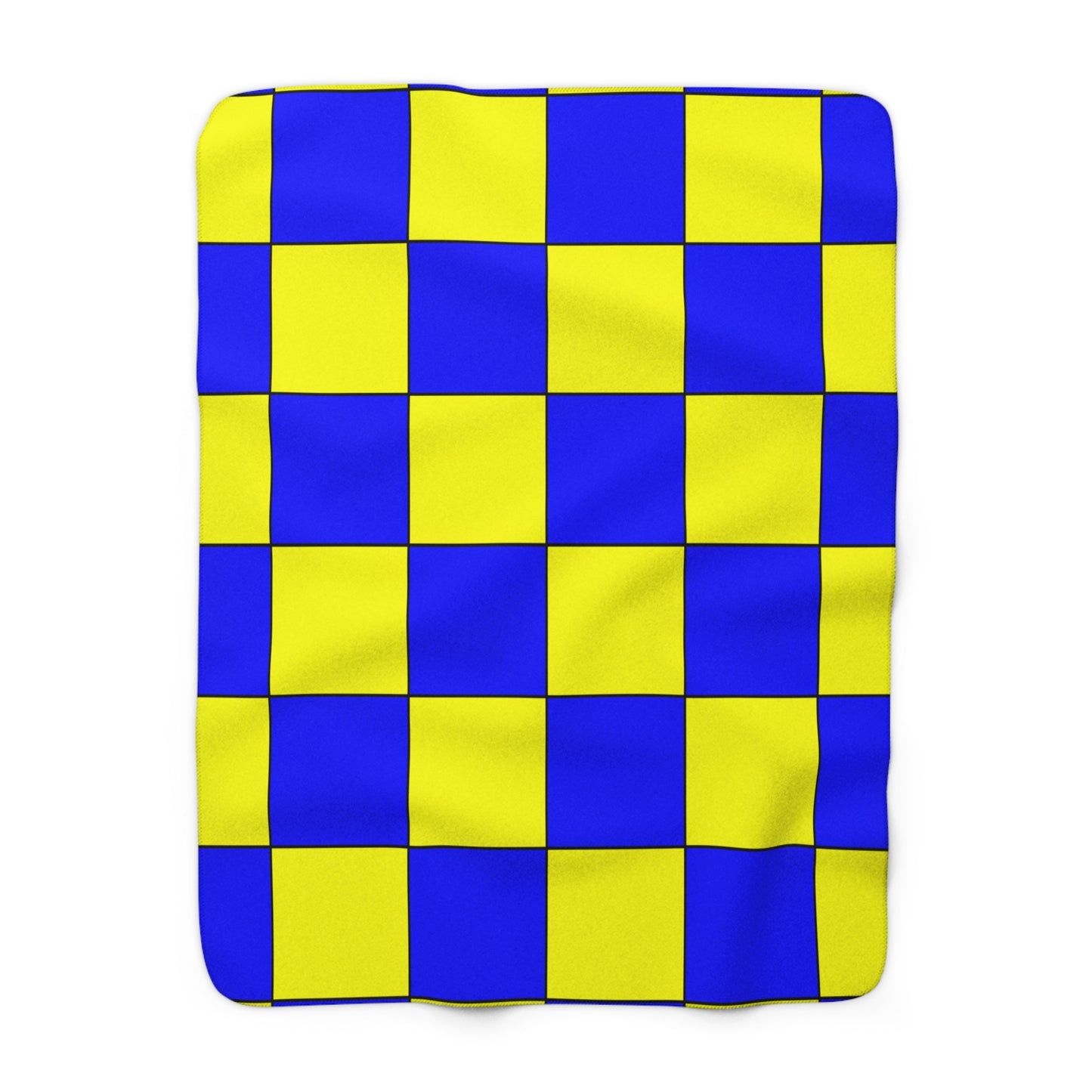 Blue, Yellow Retro Check Blanket Throw