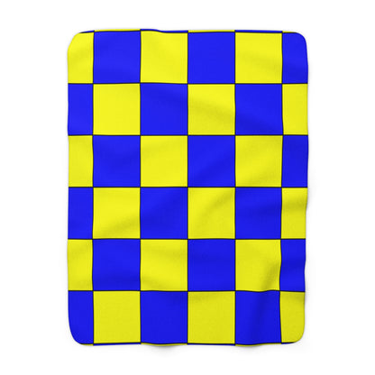 Blue, Yellow Retro Check Blanket Throw