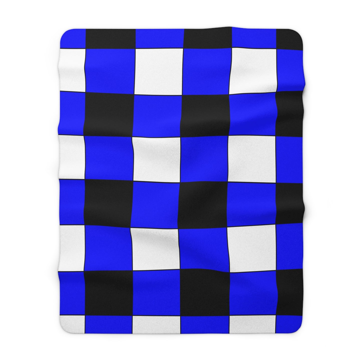 Blue, Black, White Retro Check Blanket Throw