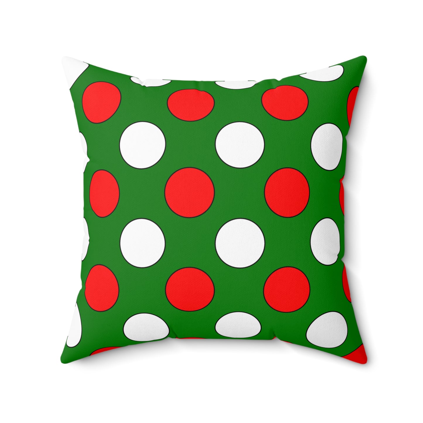 Green, White, Red Retro Polka Dots Cushion Pillow