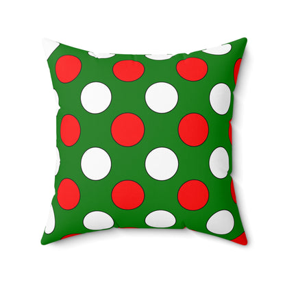 Green, White, Red Retro Polka Dots Cushion Pillow