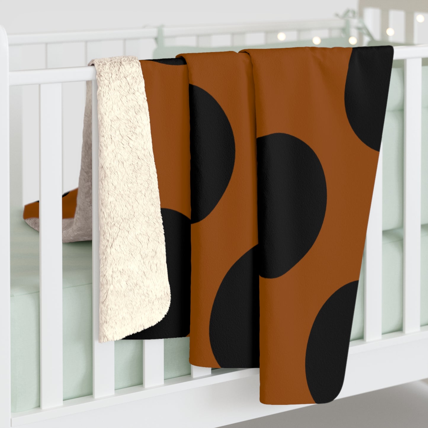 Brown, Black Retro Polka Dots Blanket Throw