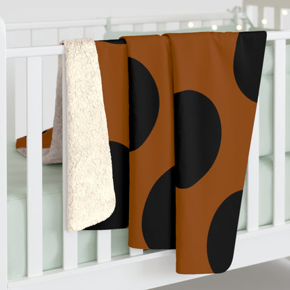 Brown, Black Retro Polka Dots Blanket Throw