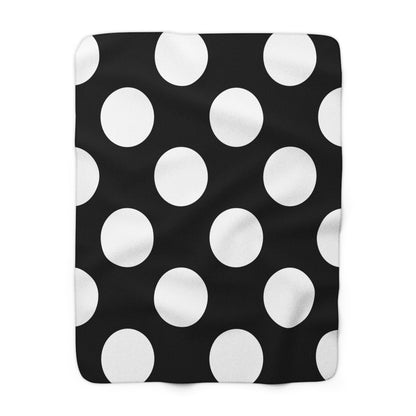 Black, White Retro Polka Dots Blanket Throw
