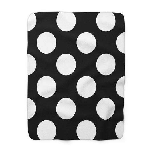 Black, White Retro Polka Dots Blanket Throw