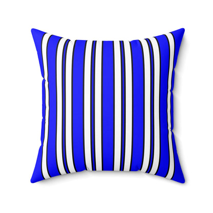 Blue, White Retro Stripes Cushion Pillow