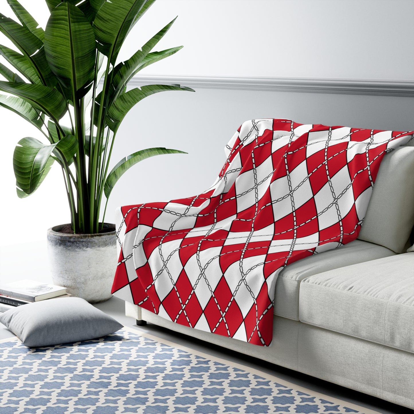 Jersey Retro Argyle Blanket Throw