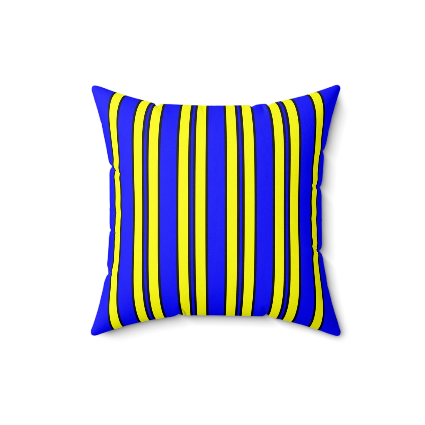 Blue, Yellow Retro Stripes Cushion Pillow