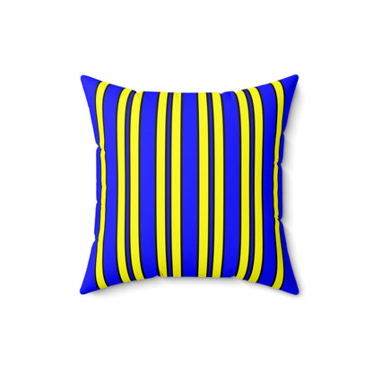 Blue, Yellow Retro Stripes Cushion Pillow