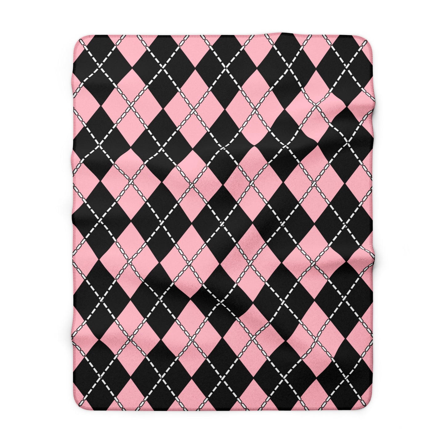 Pink, Black Retro Argyle Blanket Throw