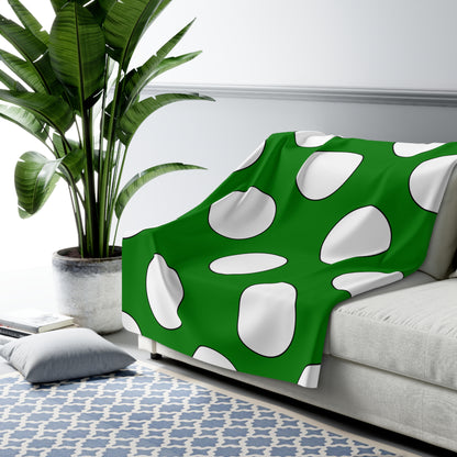 Green, White Retro Polka Dots Blanket Throw