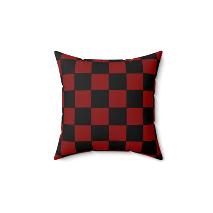 Dark Red, Black Retro Check Cushion Pillow