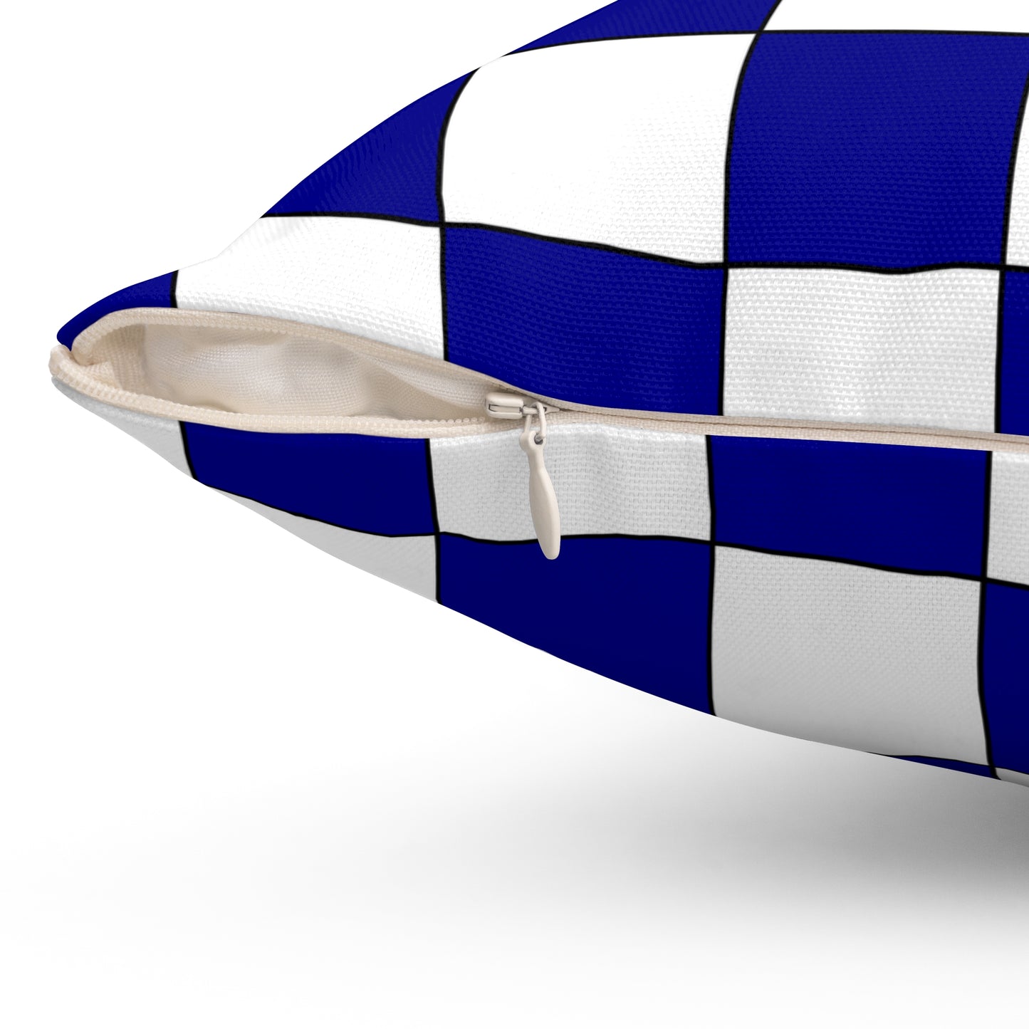 Dark Blue, White Retro Check Cushion Pillow