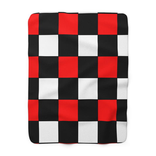 Black, White, Red Retro Check Blanket Throw