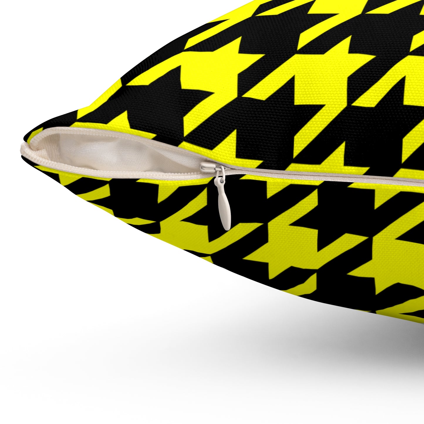 Yellow, Black Retro Houndstooth Cushion Pillow