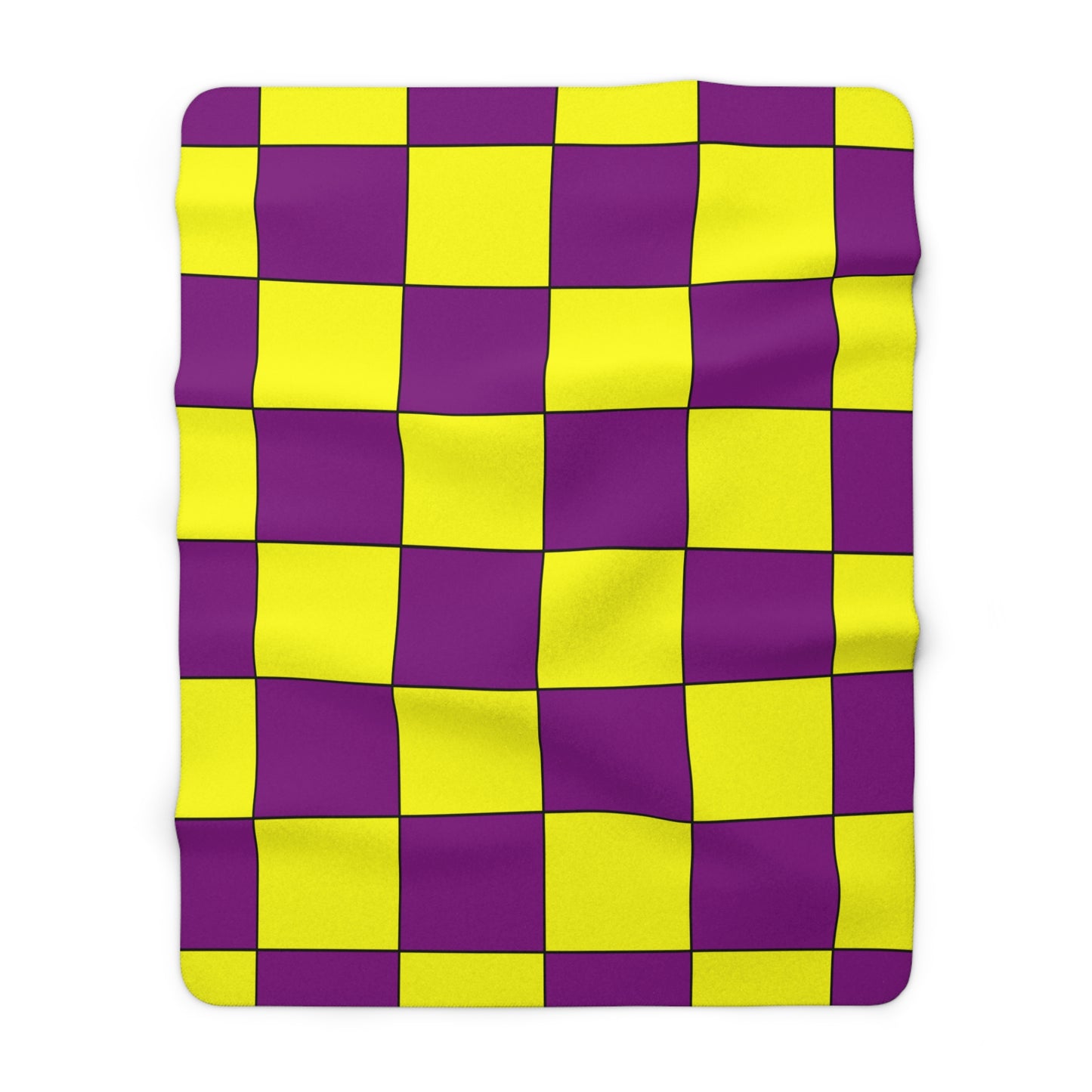 Purple, Yellow Retro Check Blanket Throw