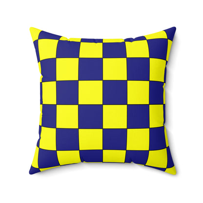 Navy Blue, Yellow Retro Check Cushion Pillow