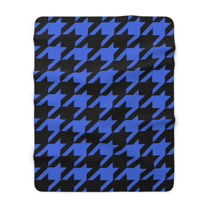 Royal Blue, Black Retro Houndstooth Blanket Throw