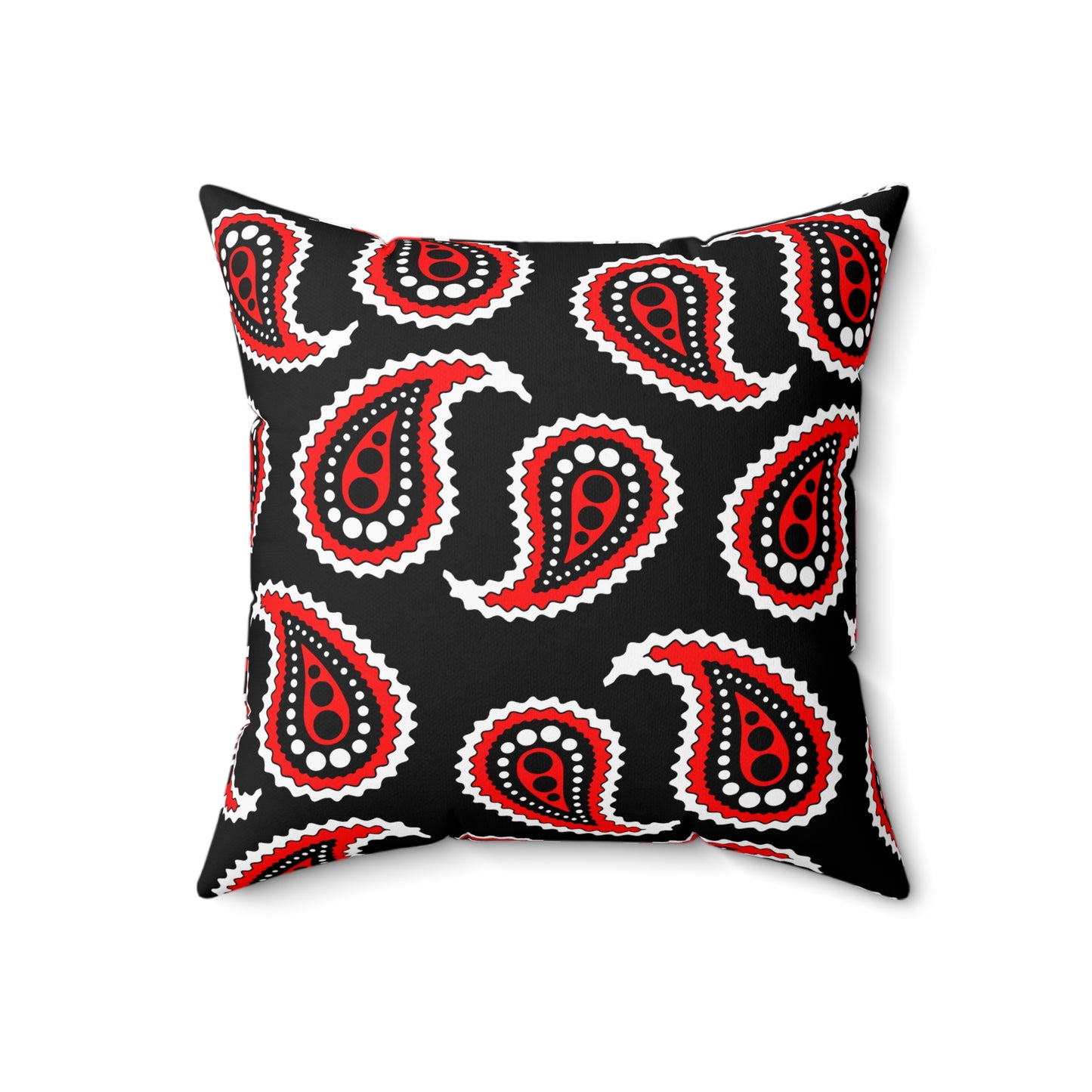 Black, White, Red Retro Paisley Cushion Pillow