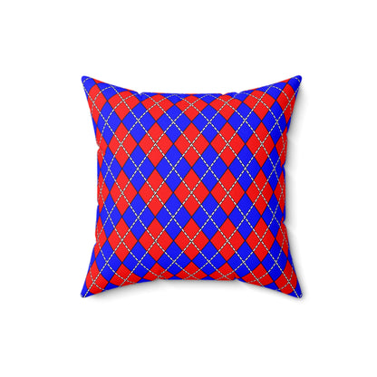 Blue, Red Retro Argyle Cushion Pillow