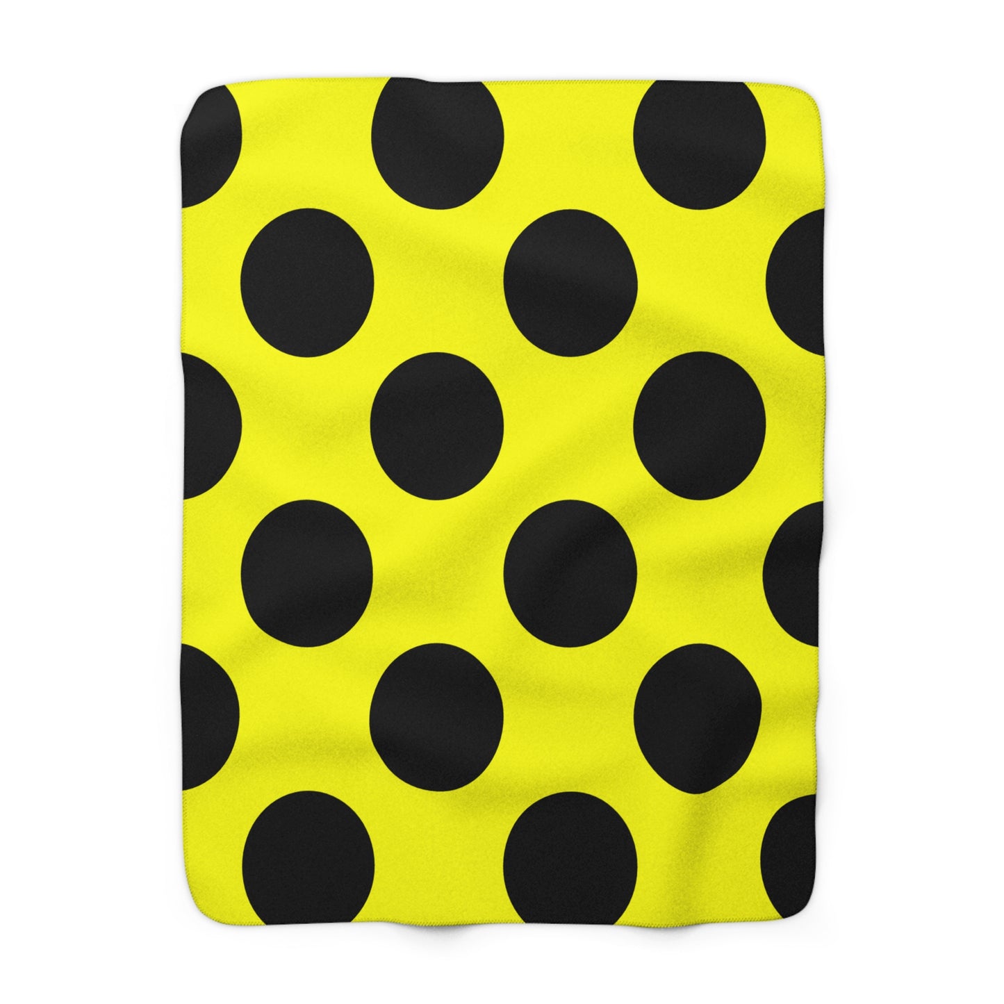Yellow, Black Retro Polka Dots Blanket Throw