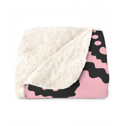 Pink, Black Retro Paisley Blanket Throw