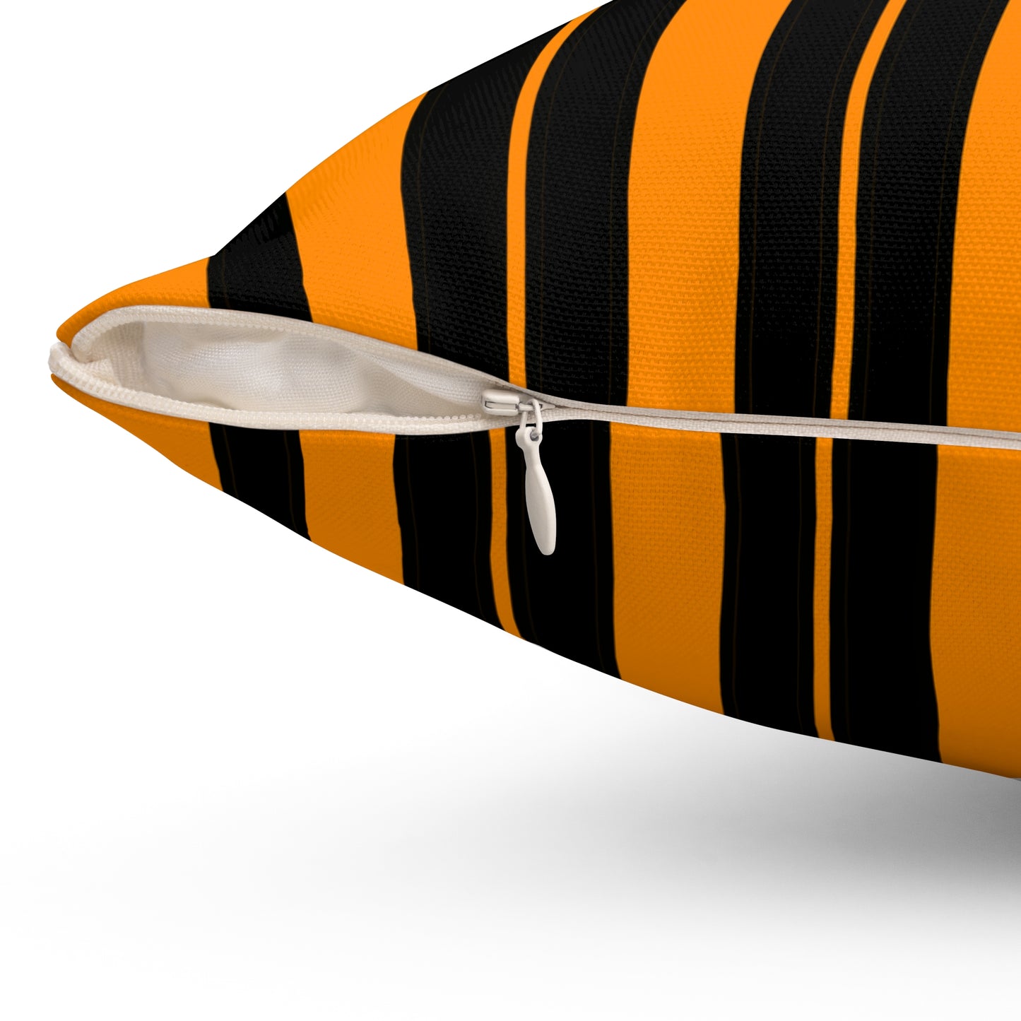 Dark Orange, Black Retro Stripes Cushion Pillow