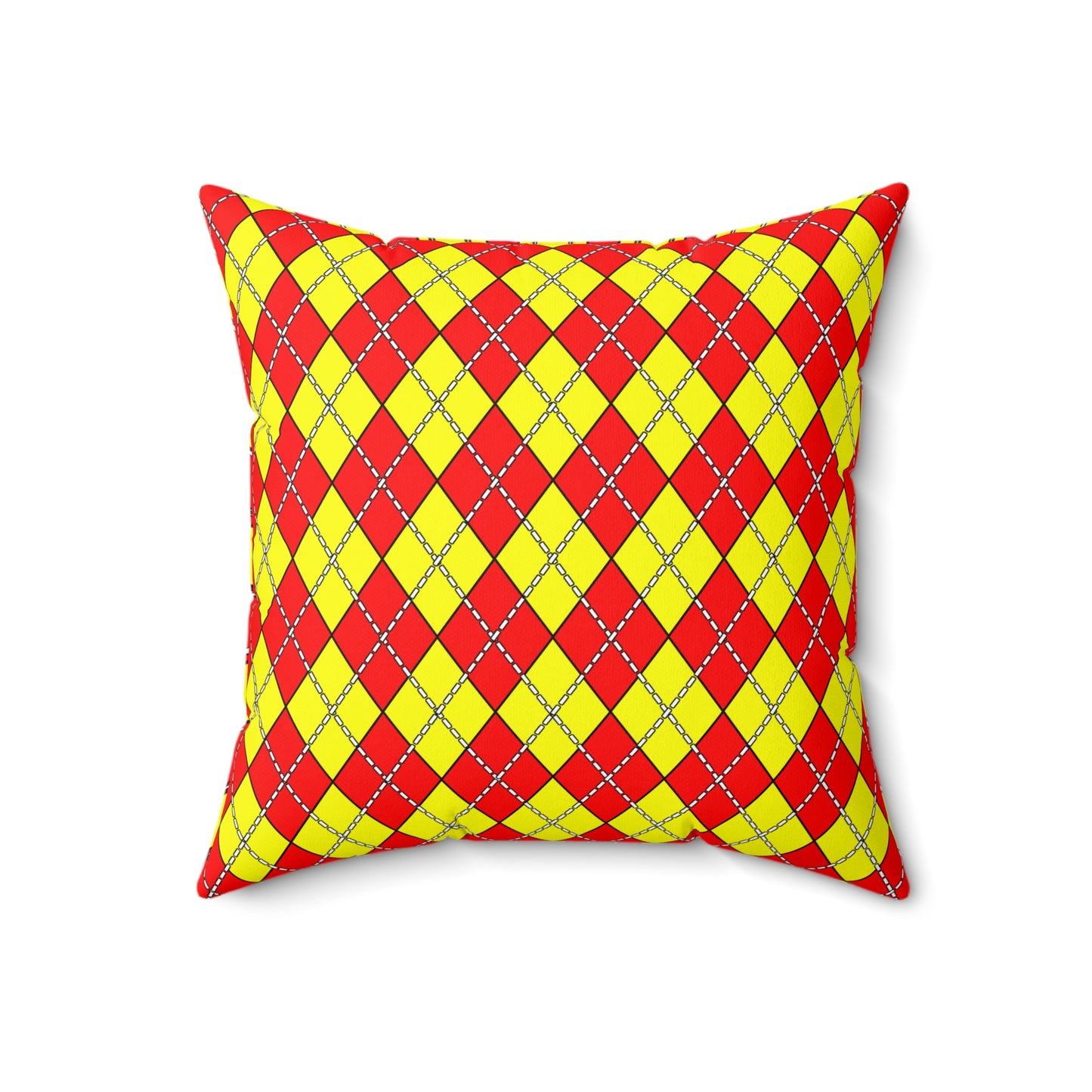 Red, Yellow Retro Argyle Cushion Pillow