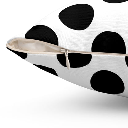 White, Black Retro Polka Dots Cushion Pillow