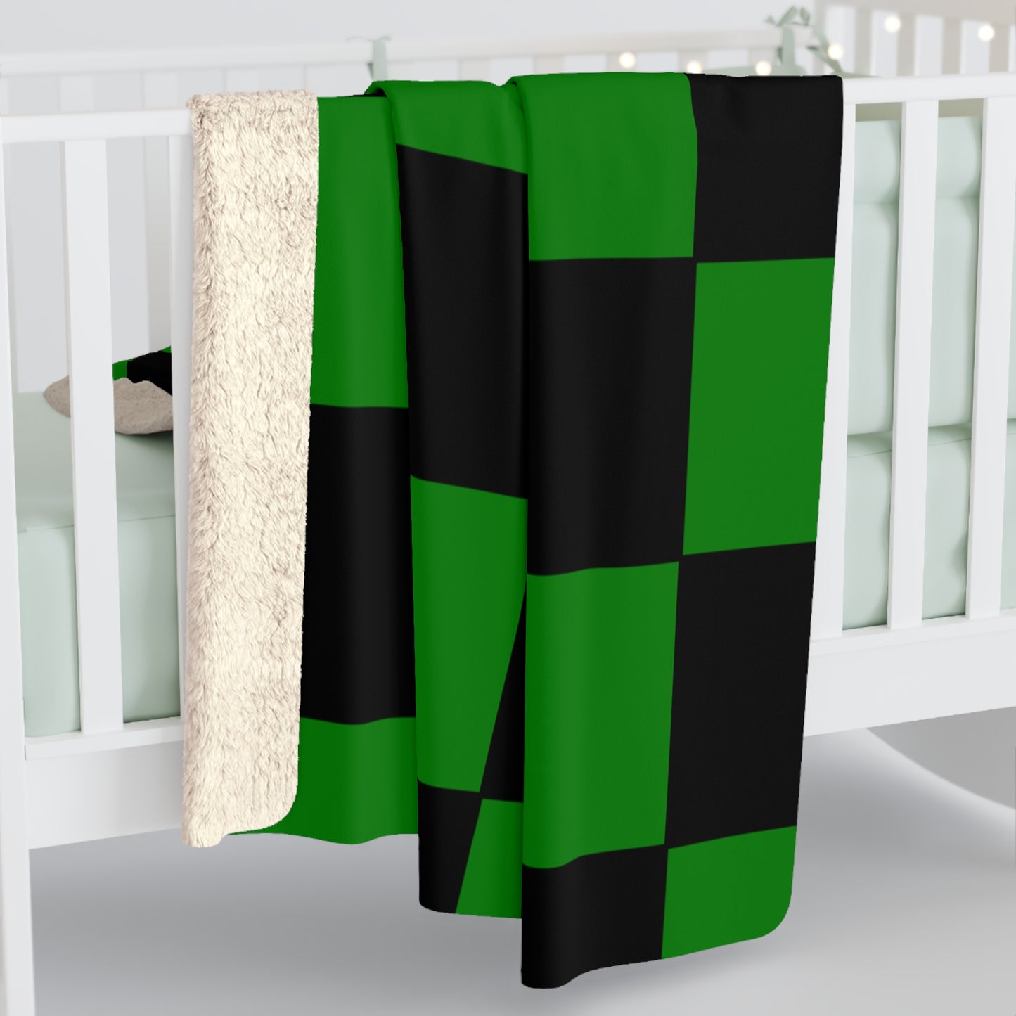 Green, Black Retro Check Blanket Throw