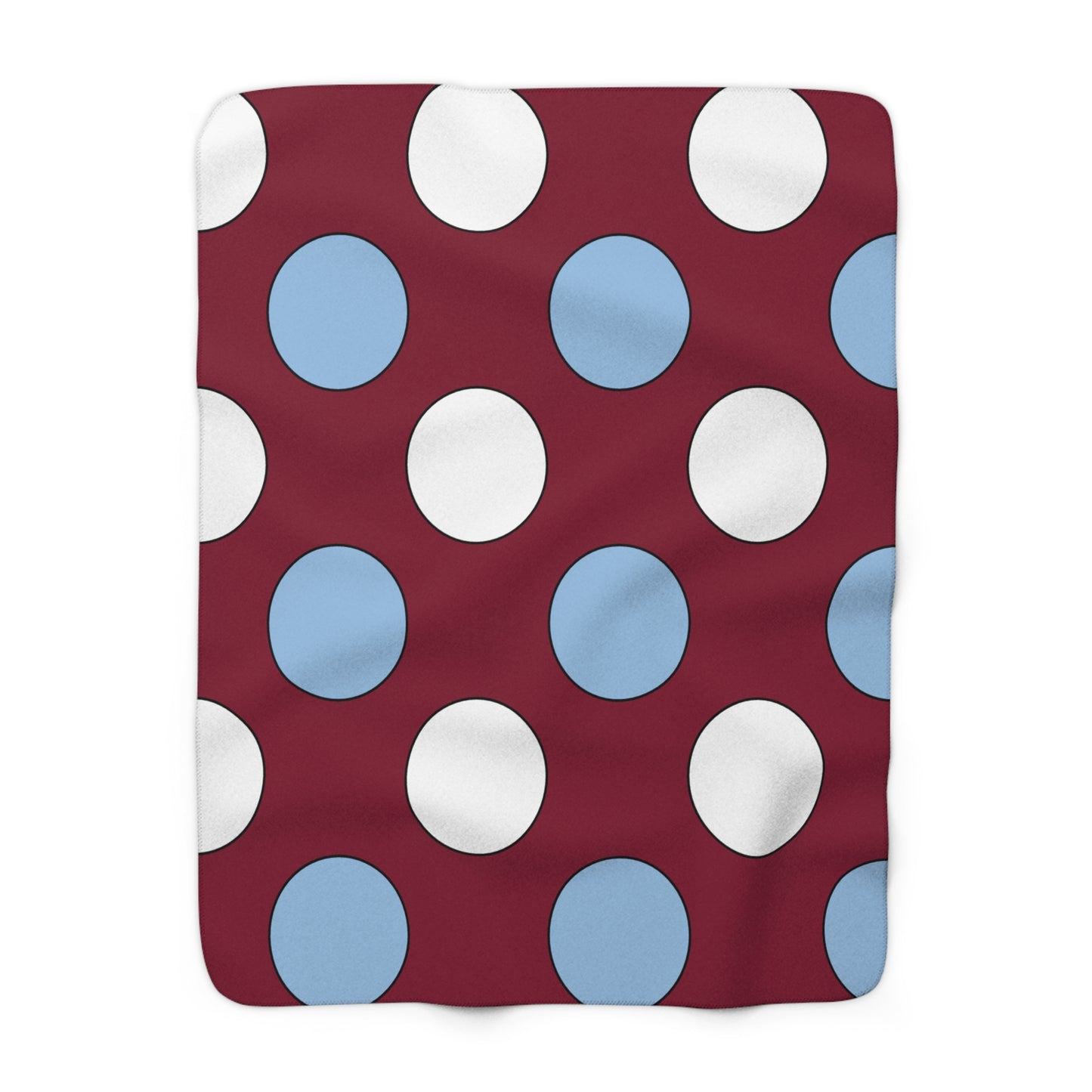 Claret, Blue, White Retro Polka Blanket Throw