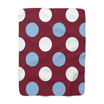 Claret, Blue, White Retro Polka Blanket Throw
