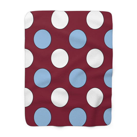 Claret, Blue, White Retro Polka Blanket Throw