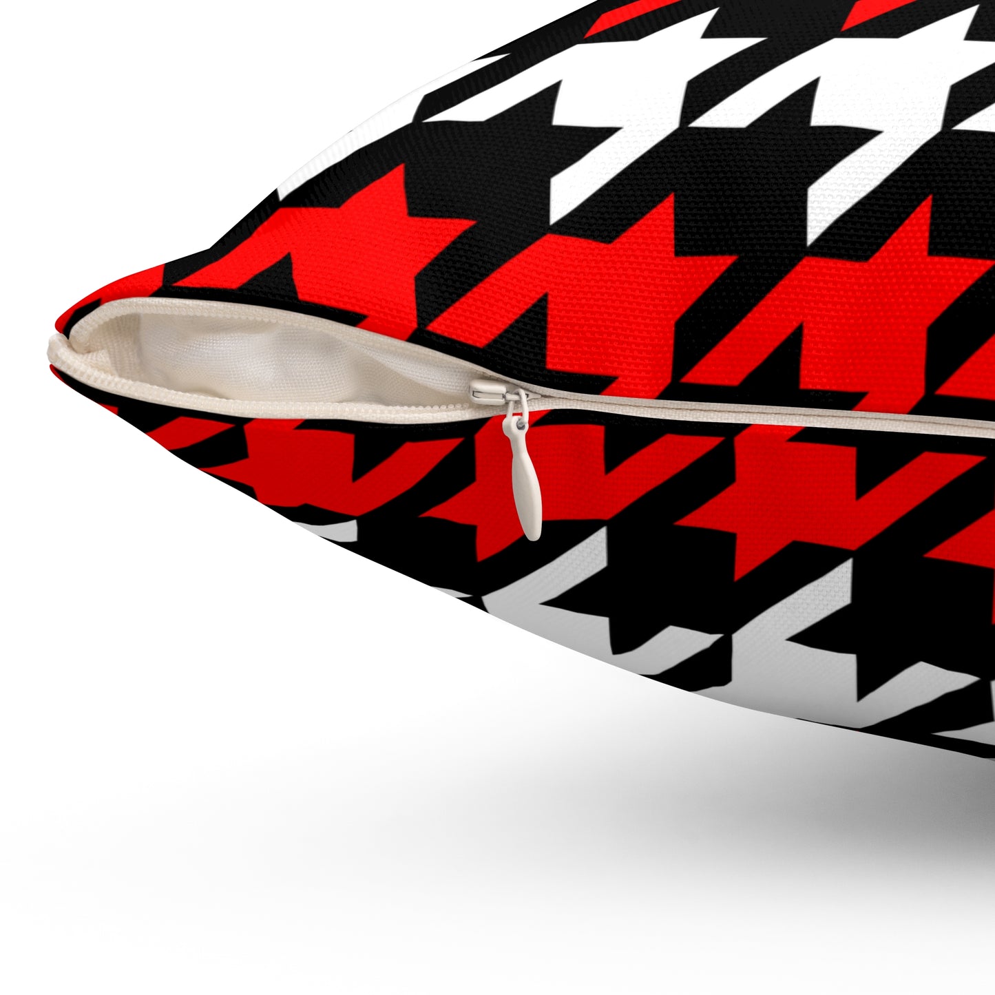 Black, White, Red Retro Houndstooth Cushion Pillow