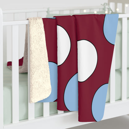 Claret, Blue, White Retro Polka Blanket Throw