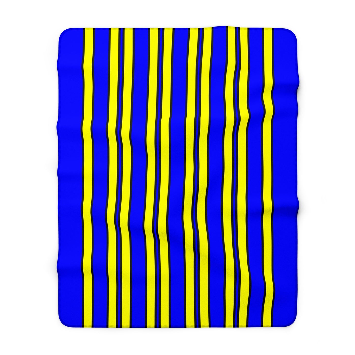 Blue, Yellow Retro Stripes Blanket Throw