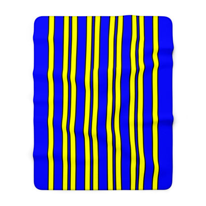 Blue, Yellow Retro Stripes Blanket Throw