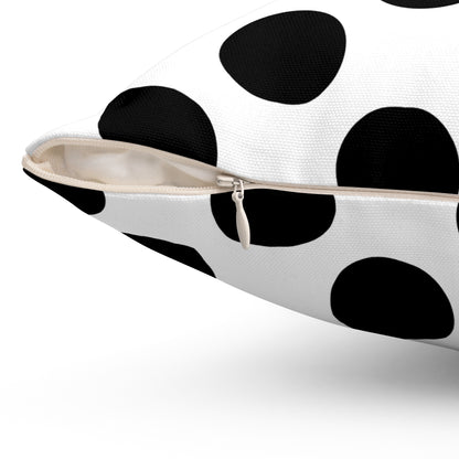 White, Black Retro Polka Dots Cushion Pillow