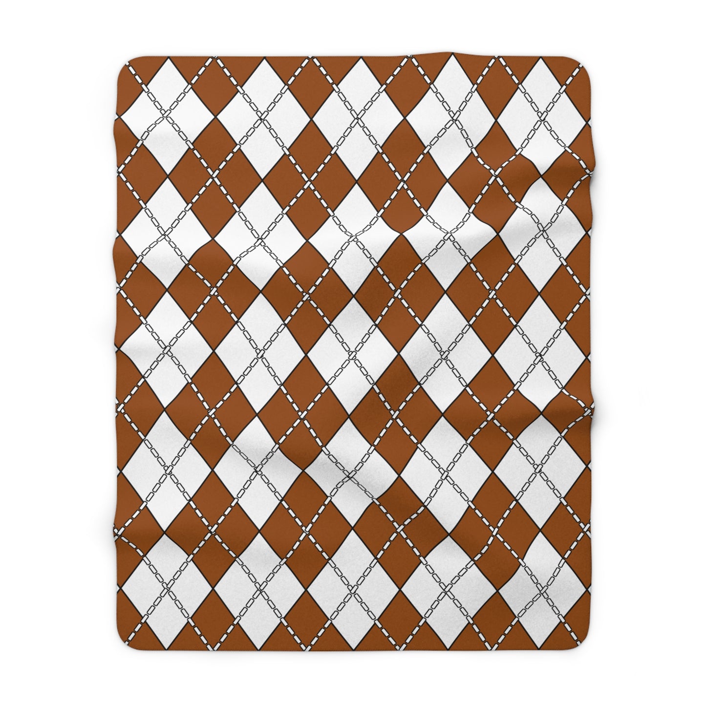 Brown, White Retro Argyle Blanket Throw
