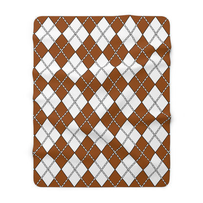 Brown, White Retro Argyle Blanket Throw
