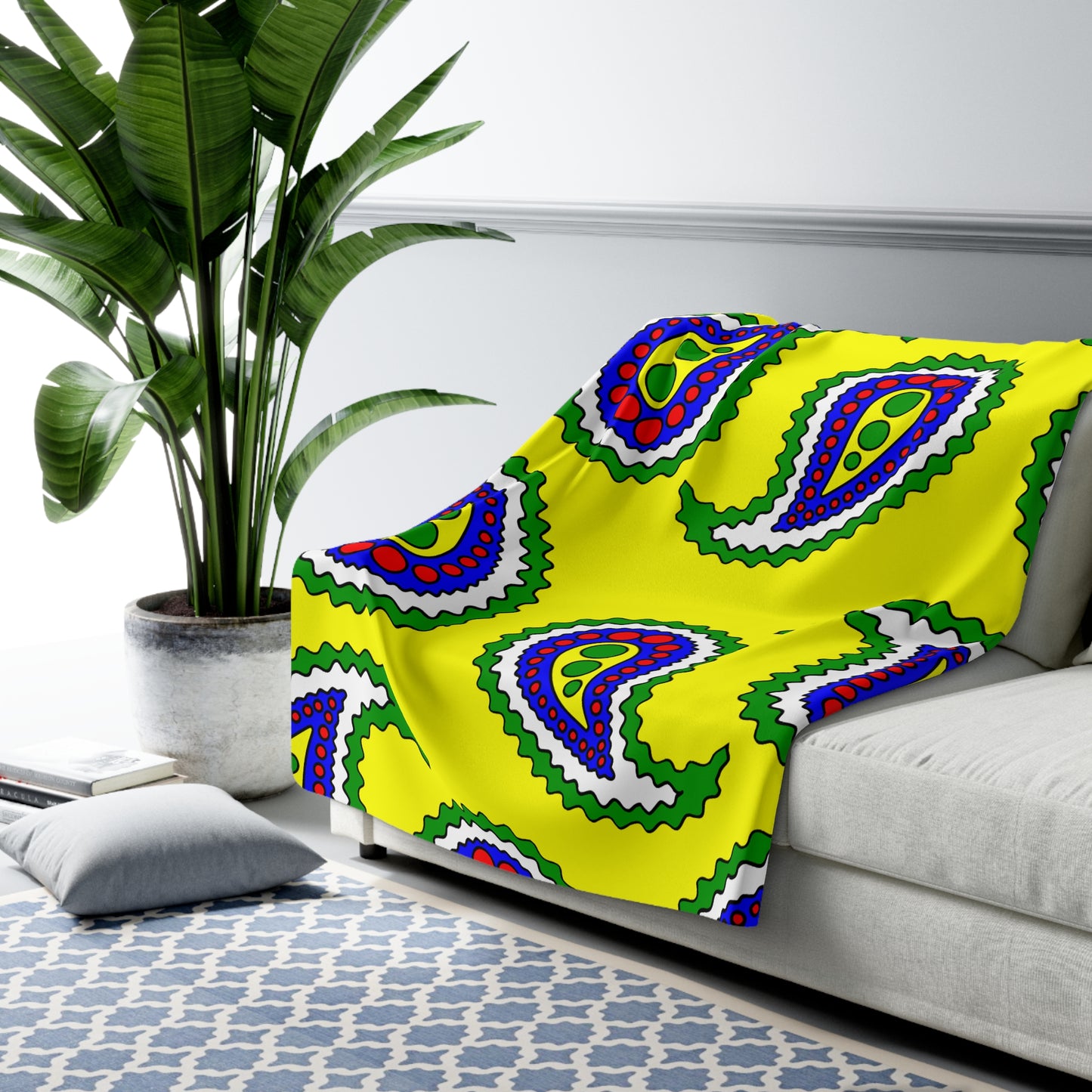 Central African Republic Retro Paisley Blanket Throw