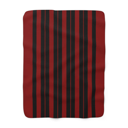 Dark Red, Black Retro Stripes Blanket Throw