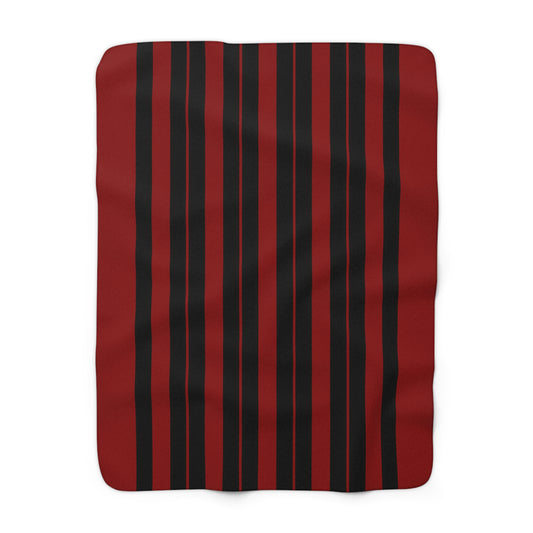 Dark Red, Black Retro Stripes Blanket Throw